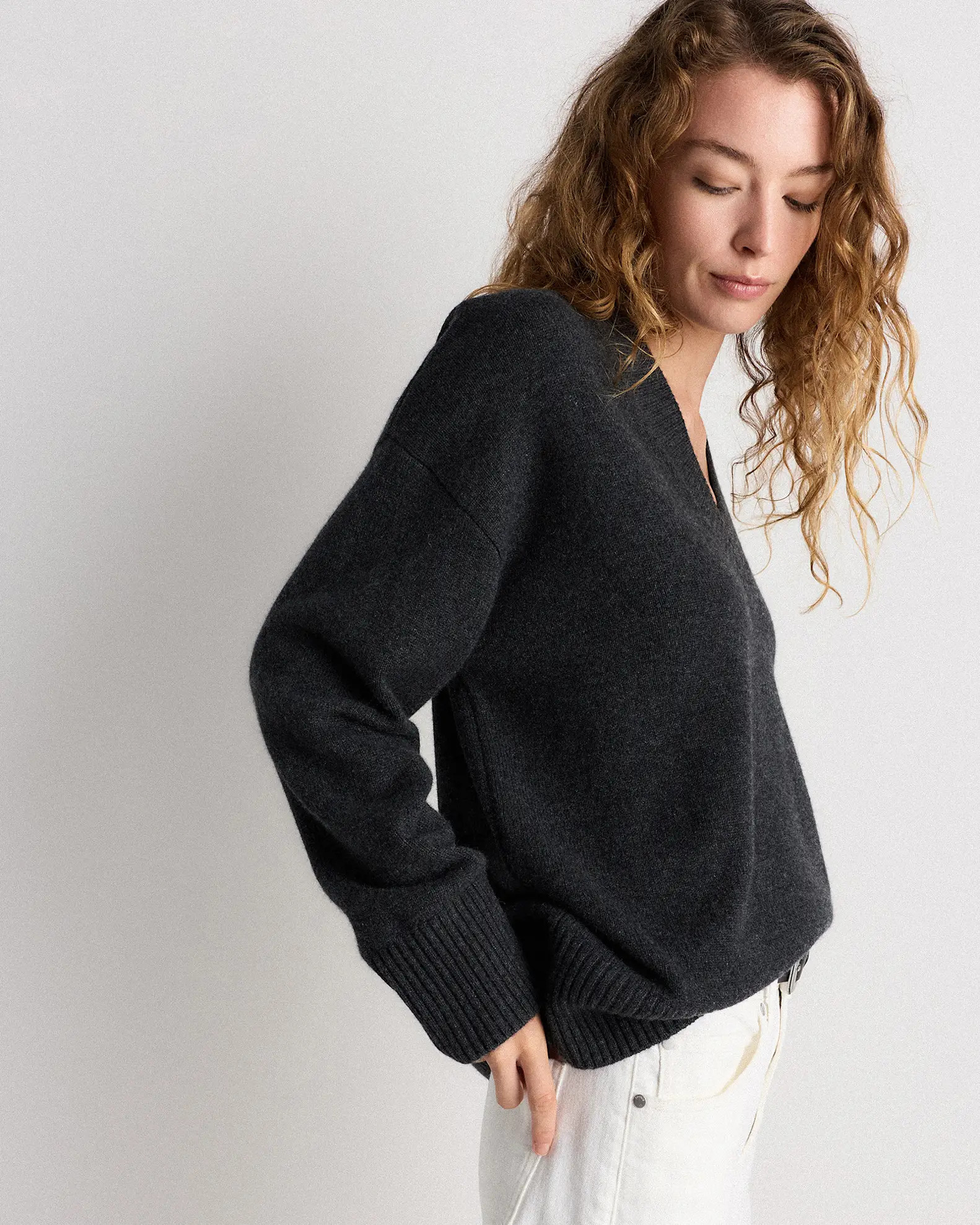 Mongolian Cashmere Oversized V-Neck Sweater | Quince