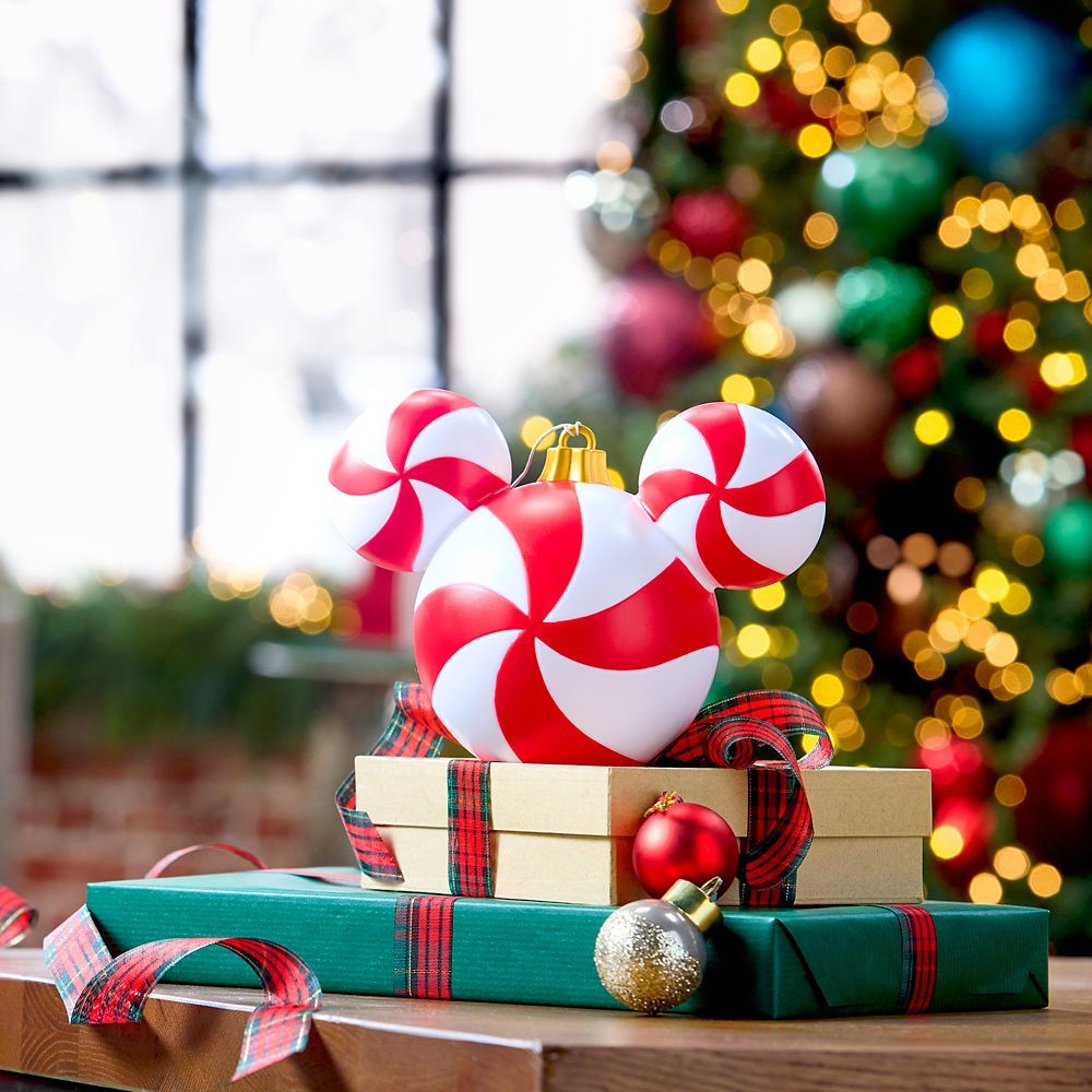 Mickey Mouse Icon Peppermint Swirl Light-Up Ornament – Small 5 1/2'' | Disney Store