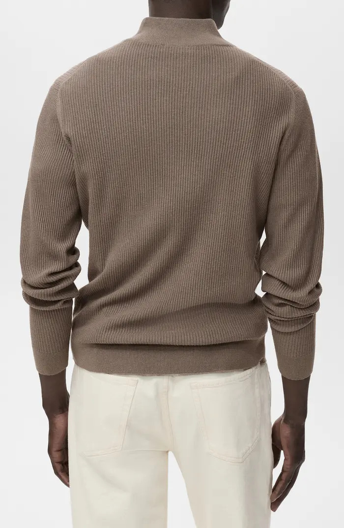 MANGO Rib Quarter Zip Sweater | Nordstrom | Nordstrom