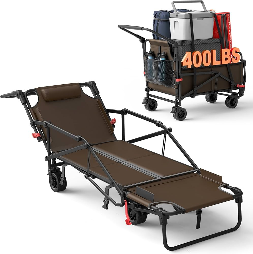 LEVELEVE Heavy Duty Folding Wagon - 2-in-1 Collapsible Cart, 400lb Capacity, All-Terrain Wheels w... | Amazon (US)