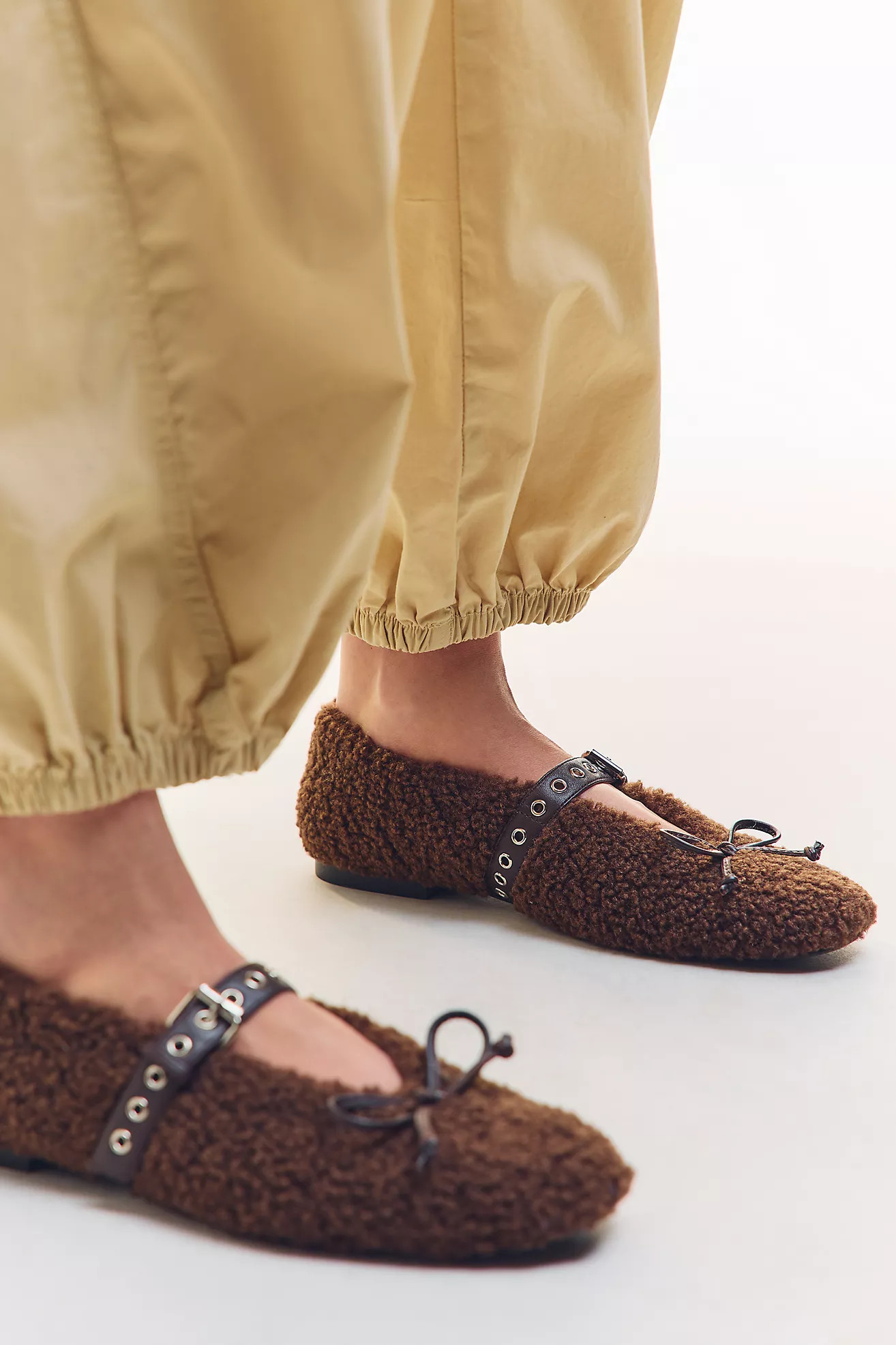 Bibi Lou Sherpa Fleece Moto Ballet Flats | Anthropologie (US)