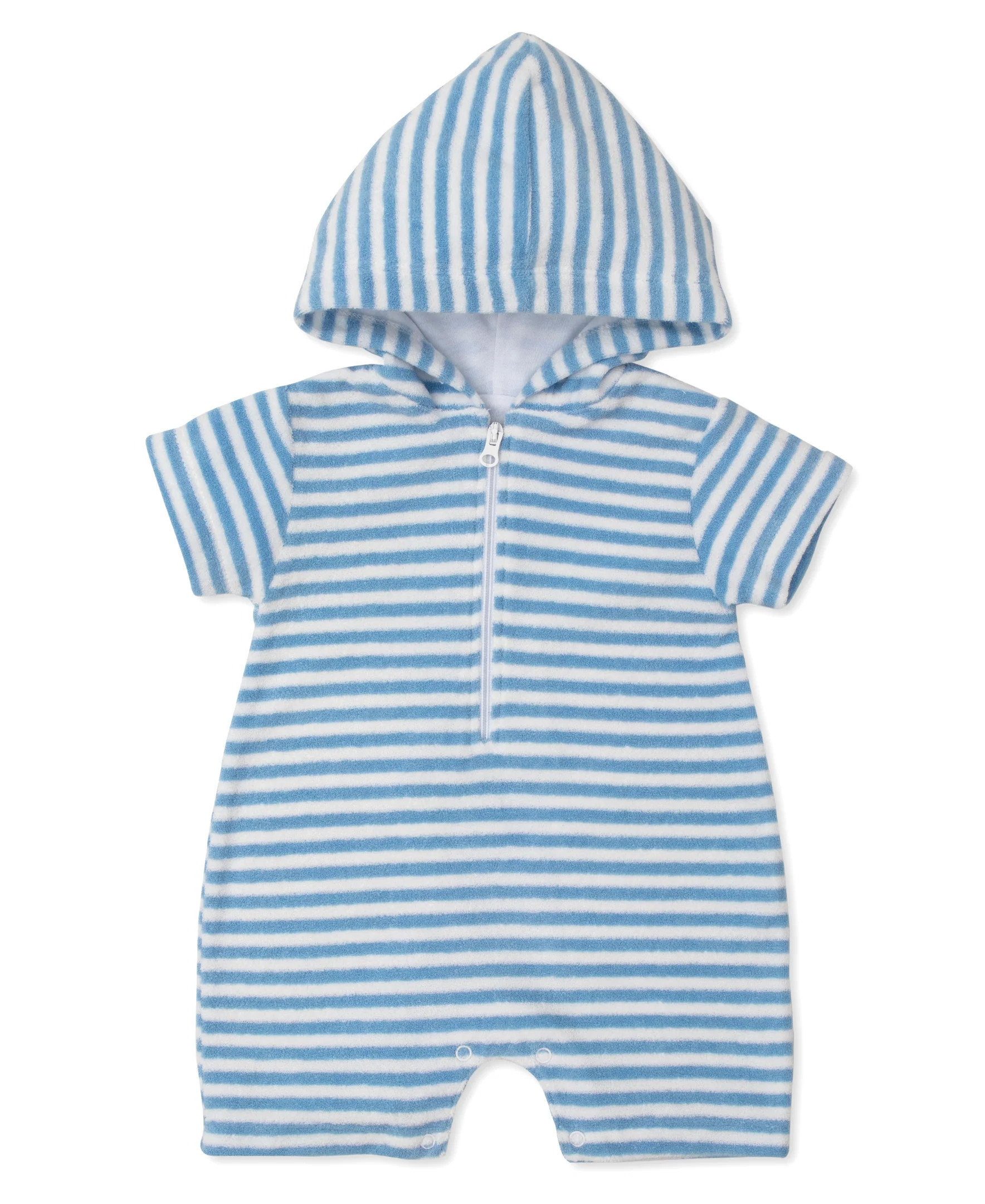 Cabana Terry Stripes Light Blue Romper | Kissy Kissy