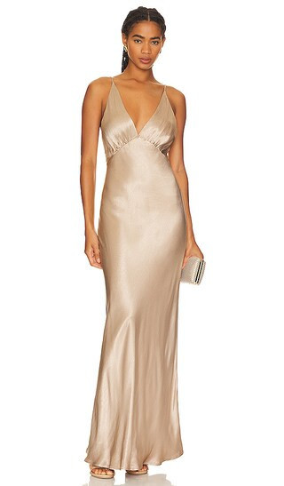 Lorelai V Maxi Dress in Smoke Taupe Dress Satin Slip Dress Outfit Inspo Silk Slip Dress Outfits | Revolve Clothing (Global)