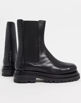 ASOS DESIGN Antarctic premium leather pannellled chelsea boots in black | ASOS (Global)