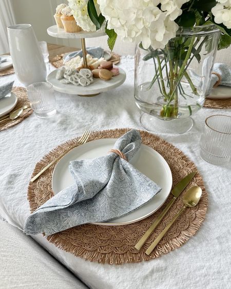 Low stock alert on these BEAUTIFUL napkins from @mcgeeandco. My fav purchase of the summer! Our dishes and gold flatware is stil on sale too! 

#LTKsalealert #LTKunder50 #LTKhome