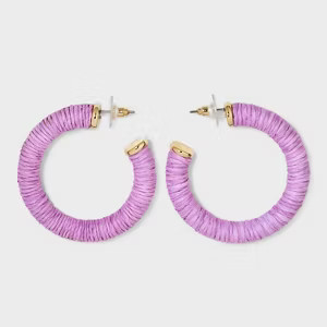 Post Hoop Raffia Cord Earrings - A New Day™ | Target