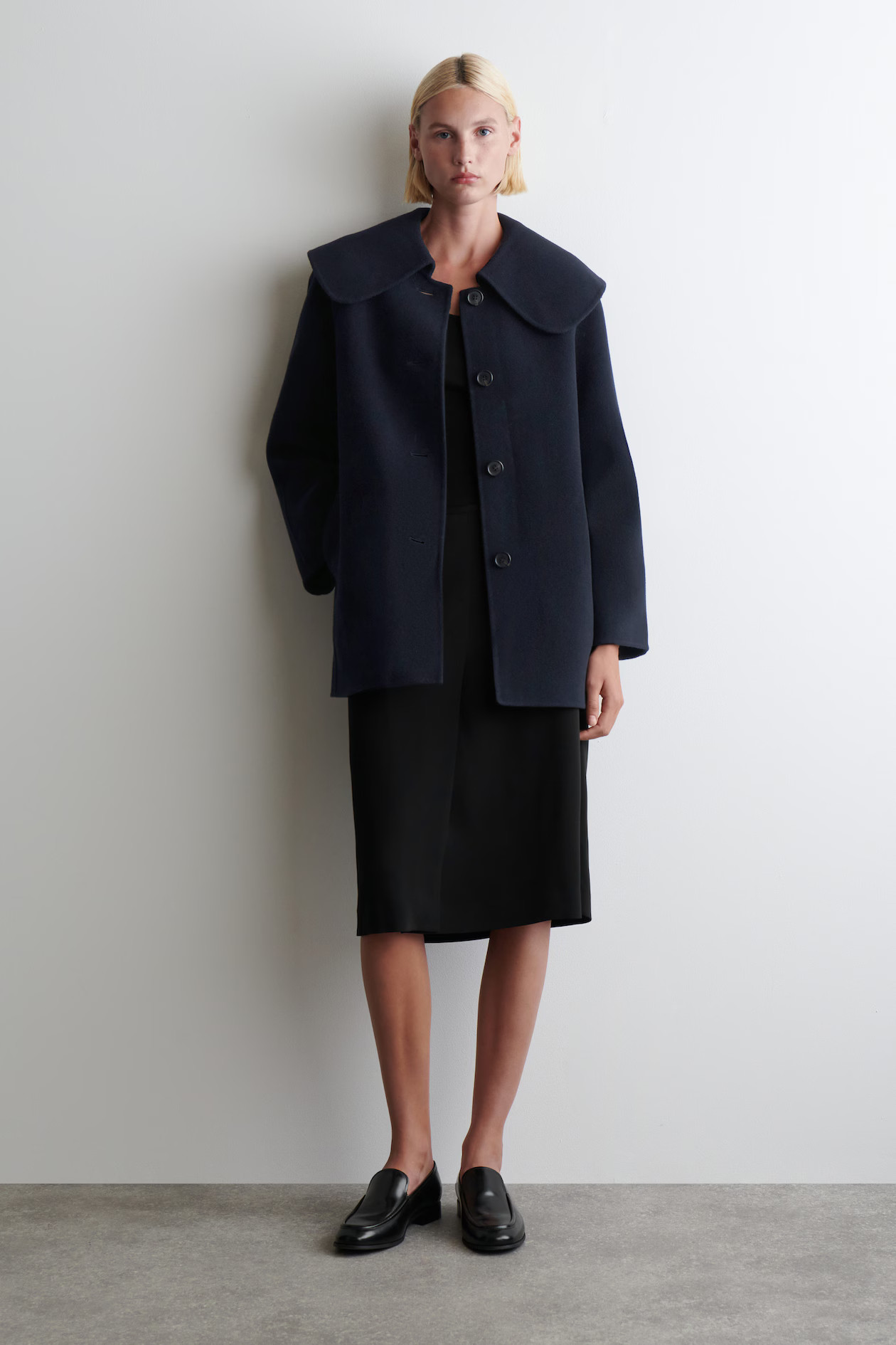 COLLARED DOUBLE-FACED WOOL JACKET - NAVY | COS GB | COS UK