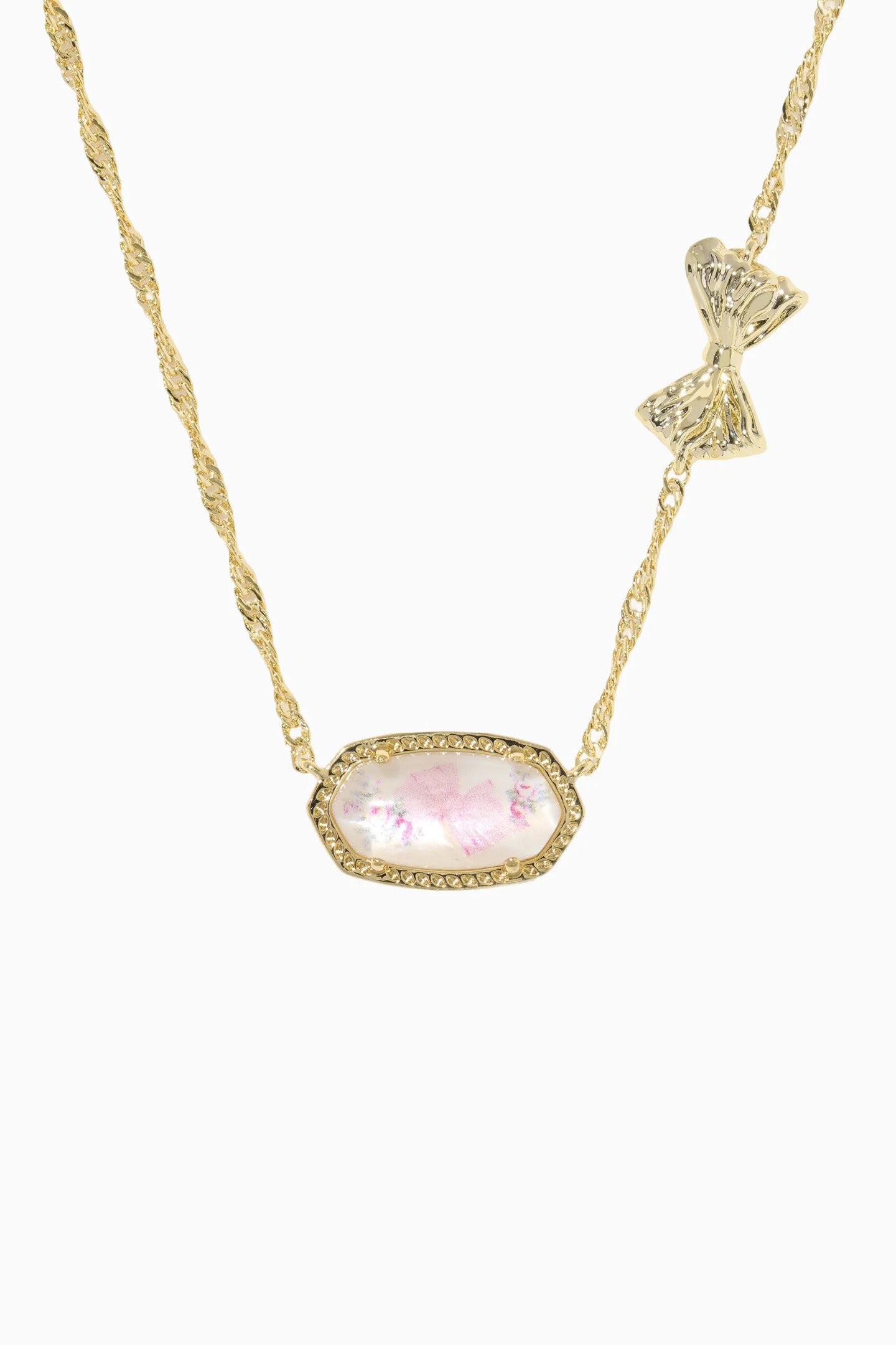 Kendra Scott x LoveShackFancy Rosa Beaux Pink Bow Elisa Necklace | LoveShackFancy