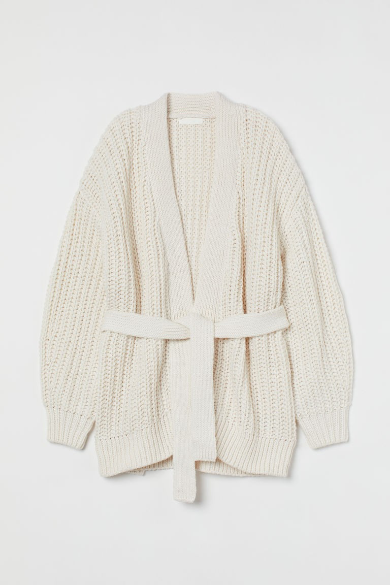H & M - Cardigan with Tie Belt - White | H&M (US + CA)