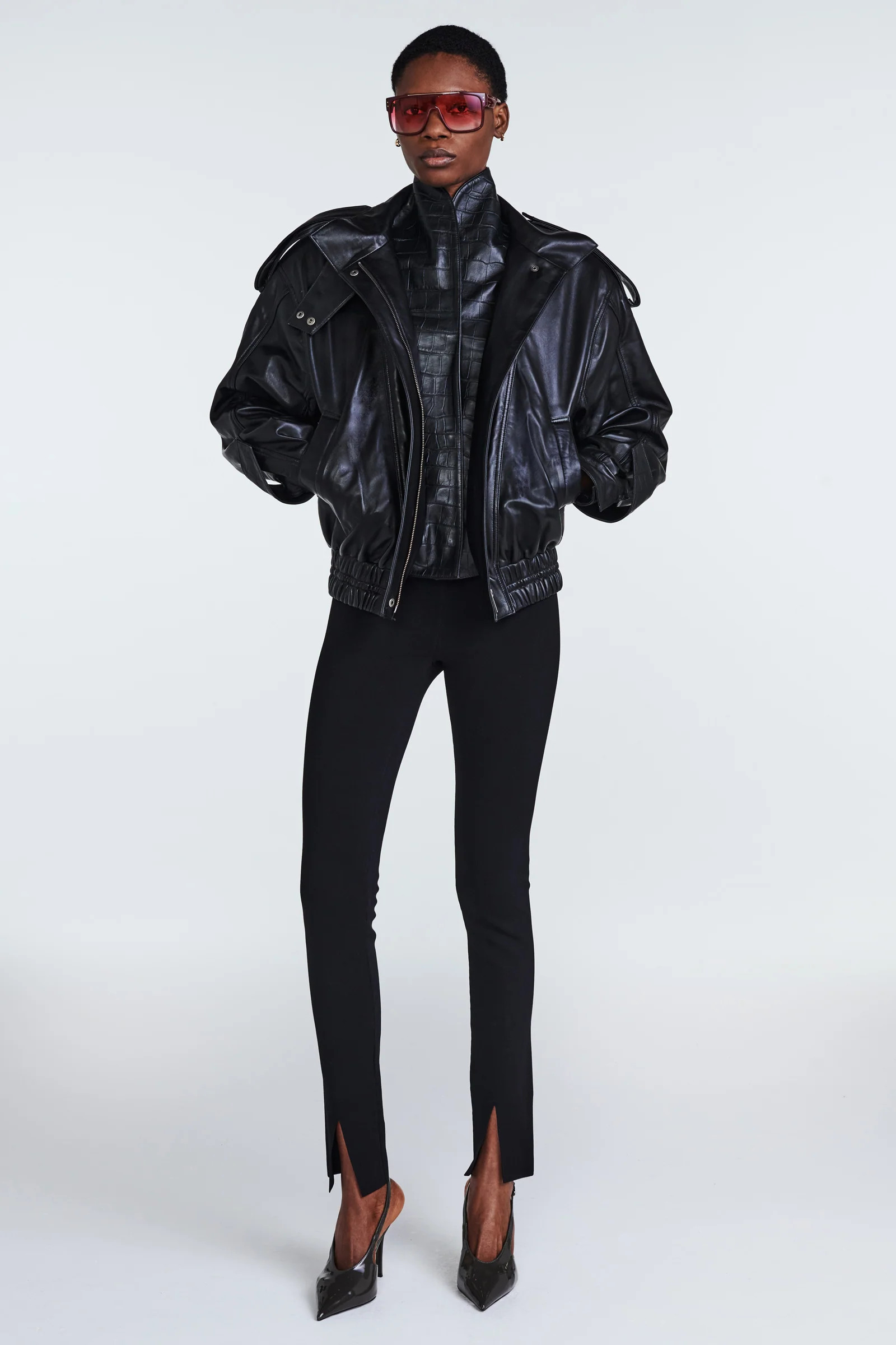 Fiona Leather Bomber | DUCIE