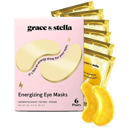 Grace & Stella Energizing Under Eye Mask - Gold 6 Pairs - Gel Eye Patches for Dark Circles, Puffy Eyes, Wrinkles, Undereye Bags | Walmart (US)