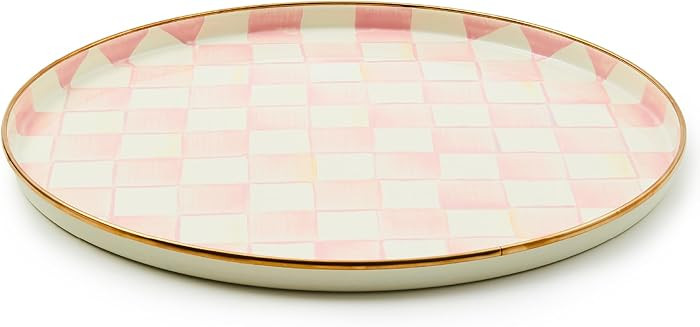 MACKENZIE-CHILDS Enamel Round Tray, Unique Serving Platter for Food and Drinks, Pink-and-White Ro... | Amazon (US)