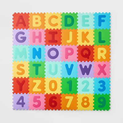 5' x 5' ABC Floor Mat Set - 36pc - Gigglescape™: Multicolored Baby Playmat, Letters Pattern, Ne... | Target