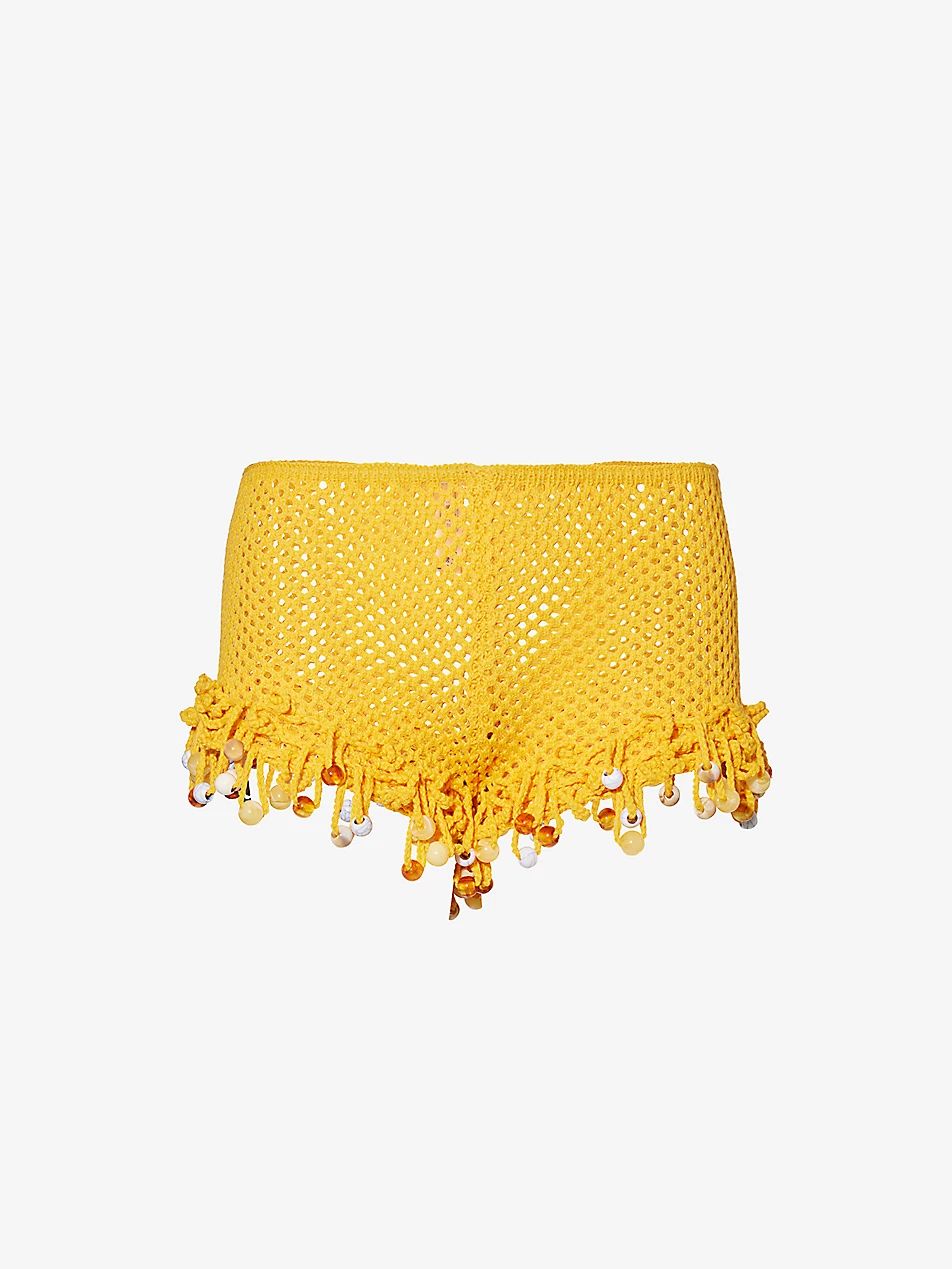 Bead-embellished crochet cotton-blend shorts | Selfridges