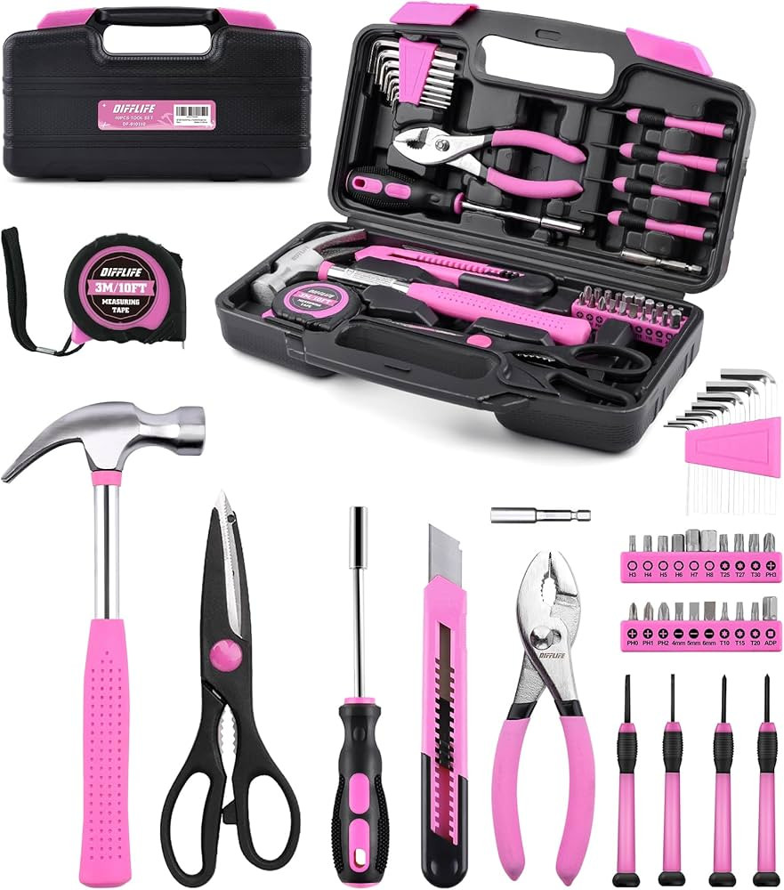 Tool Set Pink-40 Piece - General Household Hand Tool Kit with Plastic Toolbox Storage Case(Pink) | Amazon (US)