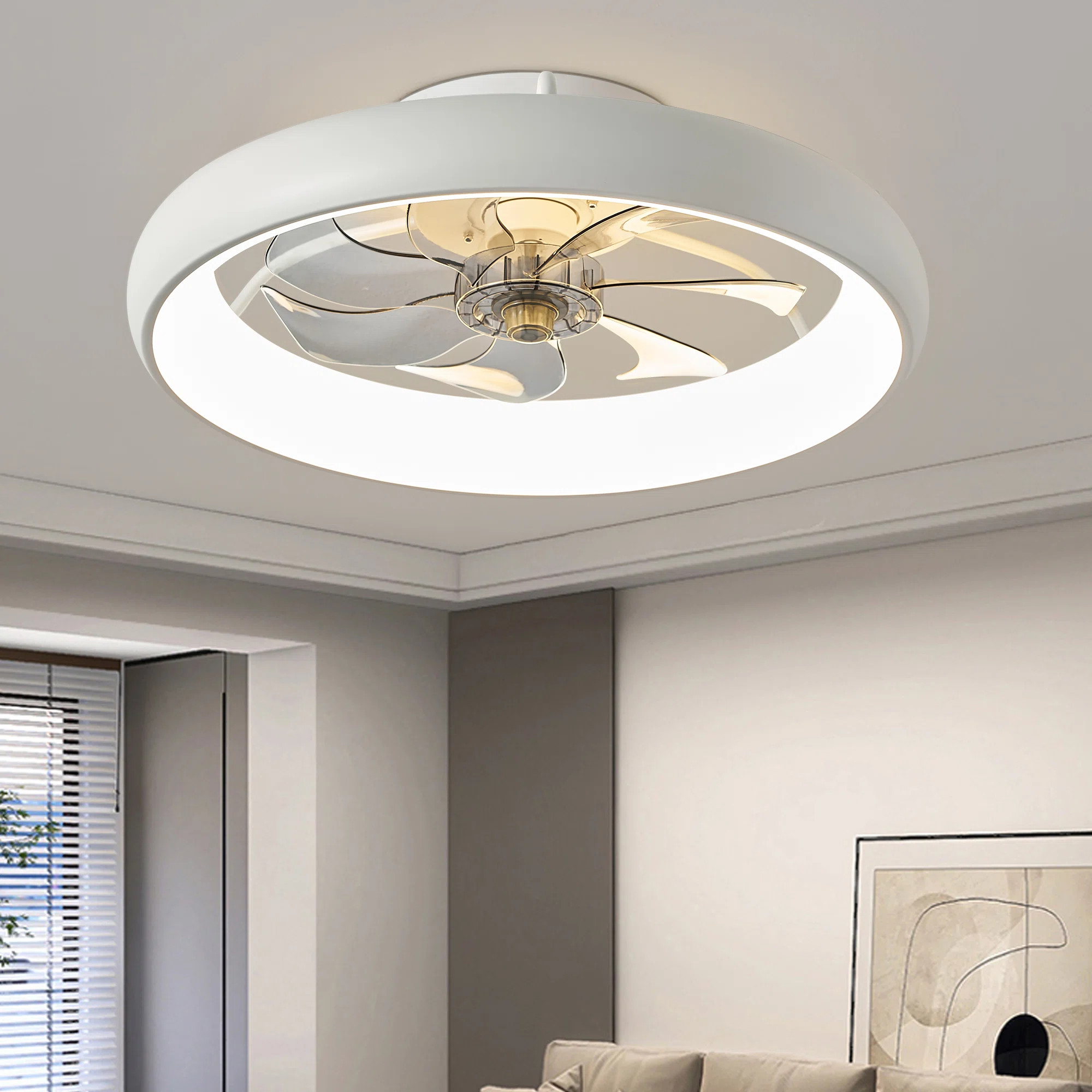 Wrought Studio™ 20'' Dianeshia Flush Mount Dimmable Ceiling Fan with LED Lights & Reviews | Way... | Wayfair North America