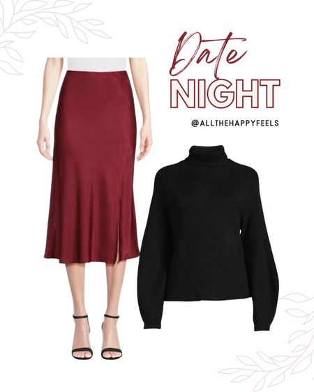 Date Night Outfit, red skirt, Holiday Outfit, Black sweater, dinner outfit, midsize outfit, size 14 skirt, work party outfit, fall outfit, work wear, allthehappyfeels #walmart 

#LTKworkwear #LTKmidsize #LTKHoliday