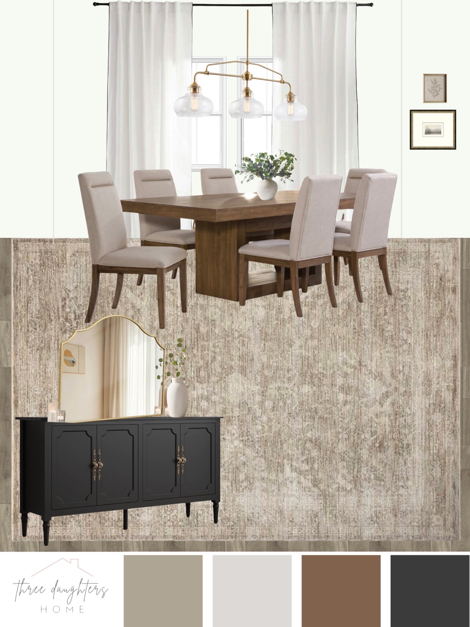dining room, dining room design, sideboard, buffet, arch mirror, mantle mirror, neutral rug, trestle table, dining table, dining set, wall art

#LTKHome #LTKFindsUnder100