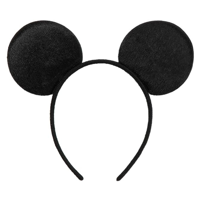 CHuangQi Mouse Ears Headband, Solid Black Plush Ears for Boy & Girl Birthday Party, Party Favors ... | Amazon (US)