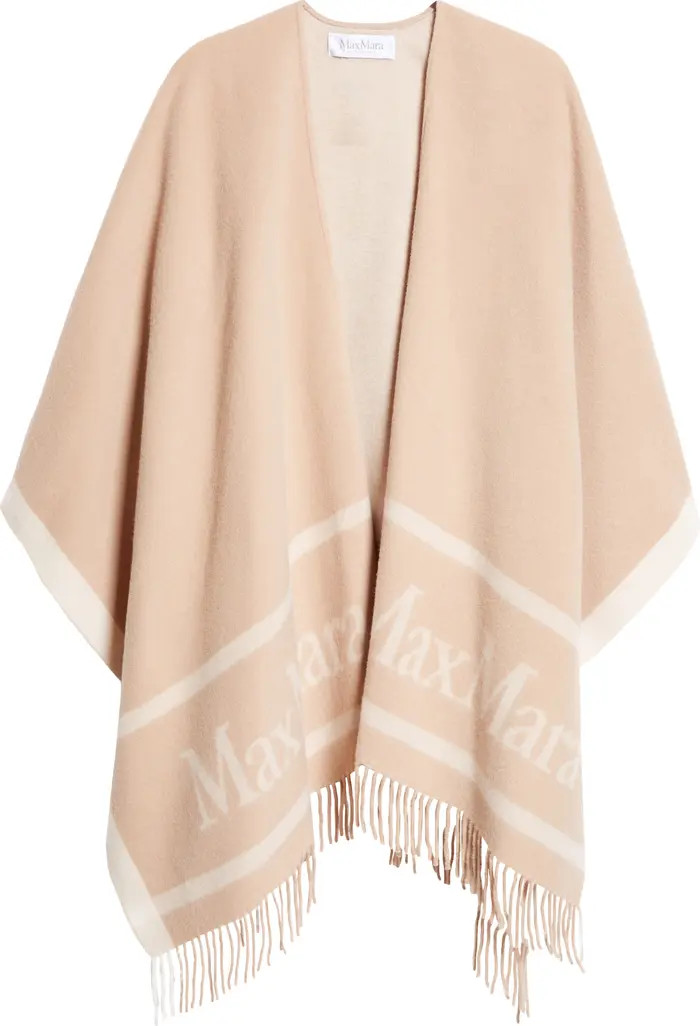 Hilde Logo Jacquard Wool Poncho | Nordstrom