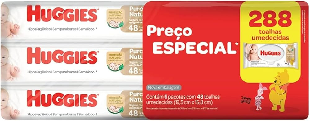 HUGGIES Lenço Umedecido Puro E Natural Leve 6 Pague 5 - 48 Unidades | Amazon (BR)