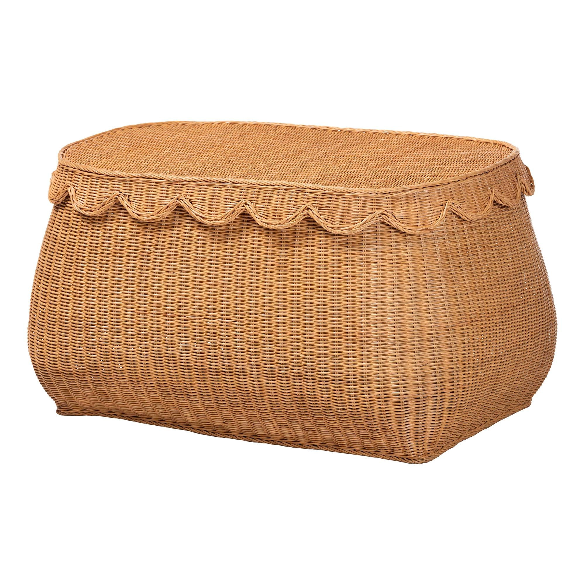 Bali & pari Ayleen Natural Rattan Basket with Scalloped Lid – Handwoven Wicker Storage Box, Boh... | Amazon (US)
