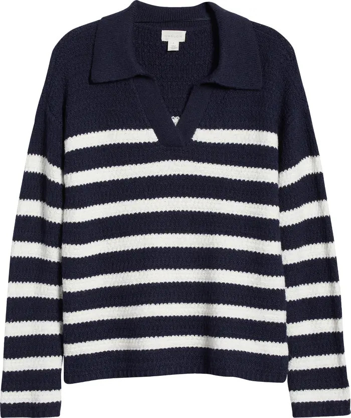 Caslon® Stripe Textured Polo Sweater | Nordstrom | Nordstrom