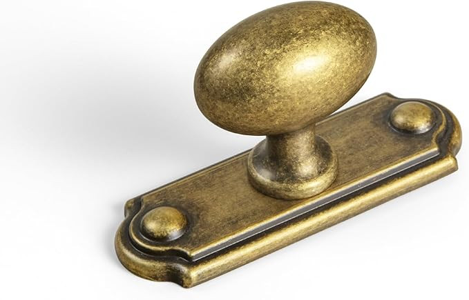 Goo-Ki Antique Brass Cabinet Knobs(Oval Shape) with Backplate(Square Shape) for Cupboard,Dresser,... | Amazon (US)