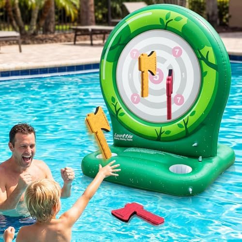 Inflatable Dart Board Pool Toys Games, Pool Toys for Kids Ages 8-12, Axe Throwing Game with 4 Sof... | Amazon (US)