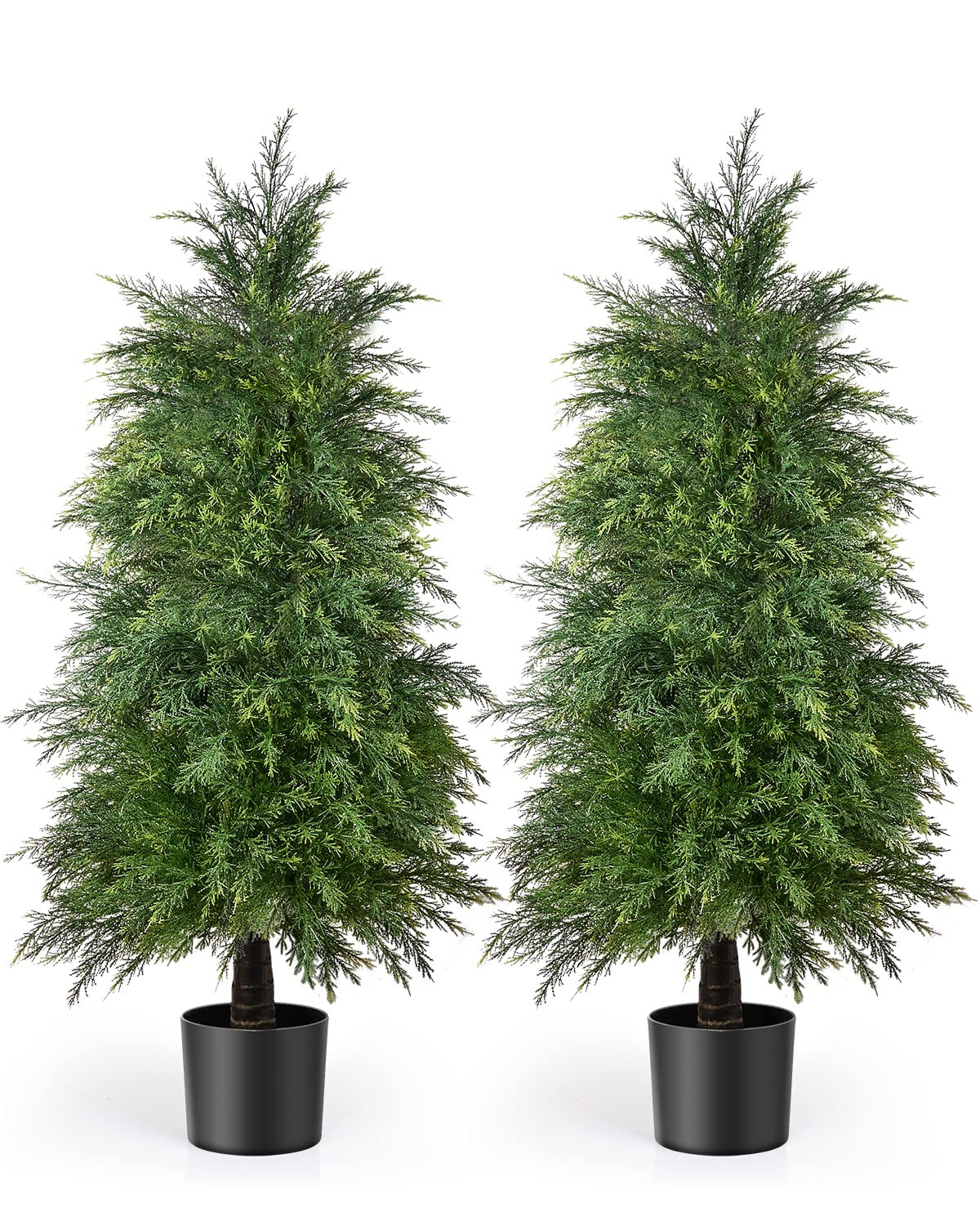 2 Pack 4ft Artificial Cedar Topiary Trees for Outdoor Front Porch Décor, UV Rated Fake Potted Pl... | Amazon (US)