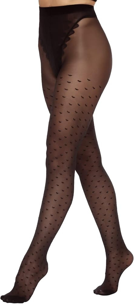 MANZI Women's Sheer Patterned Tights All-Over Polka-Dot Leopard Hearts Stockings 20 Denier Pantyh... | Amazon (US)