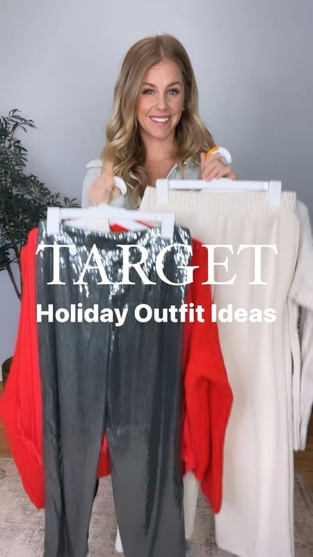 More holiday outfit ideas from target! 
Black sweater- S
Sequin pants- size 2 
Green sweater - size XS
Red Sweater- sized up to XXL
Red Top- Size M

#LTKSeasonal #LTKparties #LTKHoliday