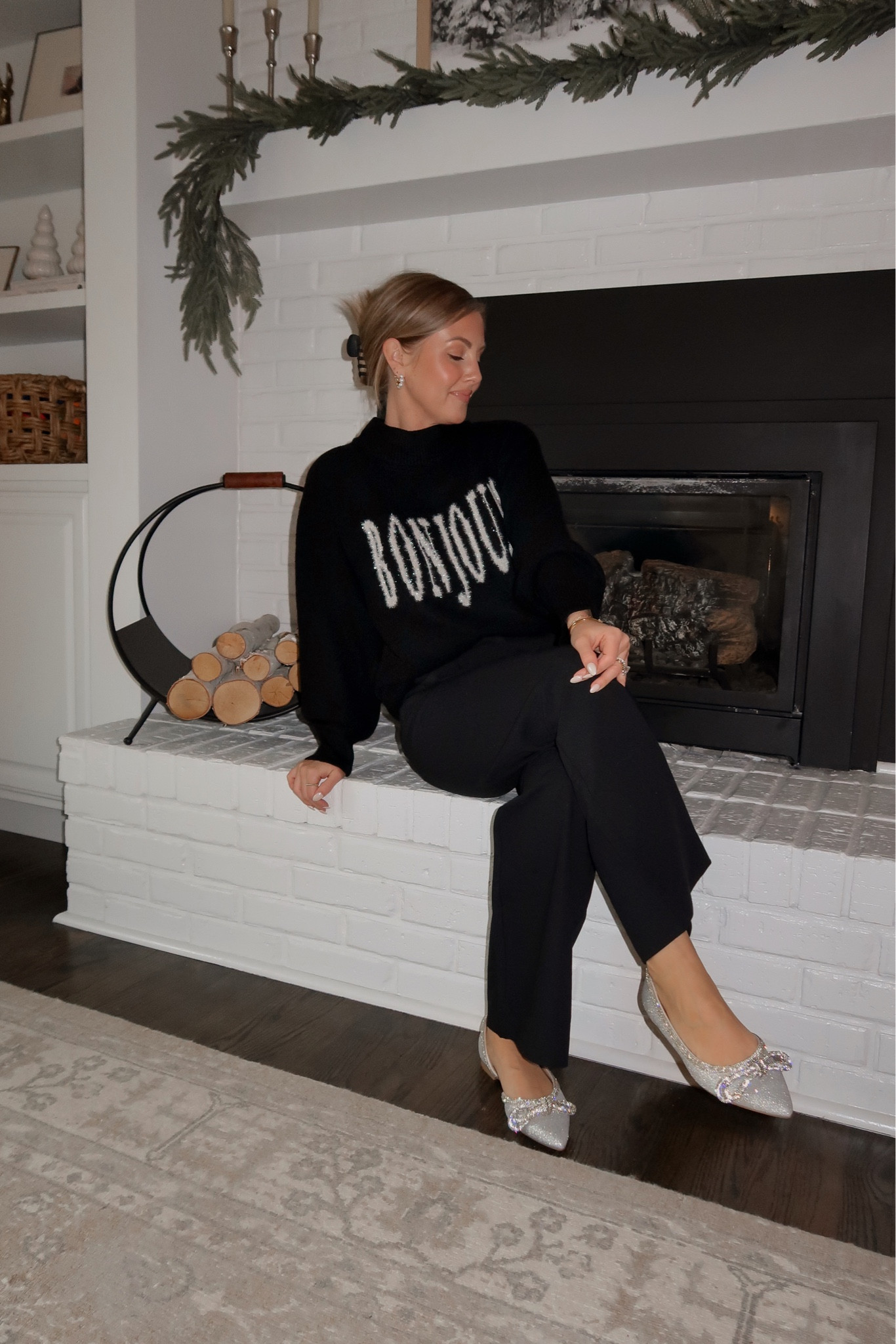 Small Target sweater / 24 Short in the trousers to wear with flats / Sparkle Target flats are true to size! 🖤🎄

#LTKsalealert #LTKfindsunder50 #LTKSeasonal