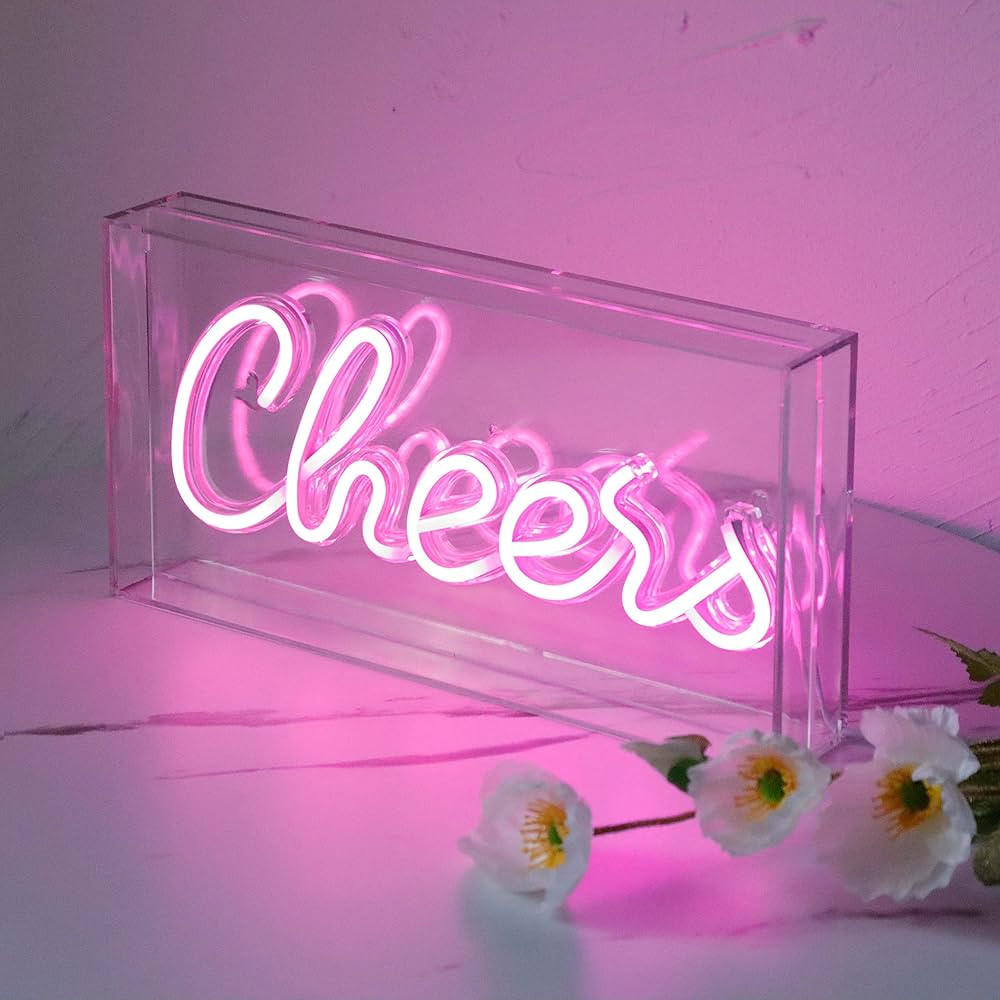 Cheers Sign Neon Signs USB LED Sign Desk Lightbox Cheers Neon Bar Sign 3D Wall Neon Light up Sign... | Amazon (US)