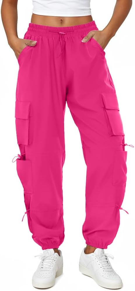 Womens Parachute Cargo Pants with Pockets Quick Dry Hiking Pants Lightweight Water-Resistant Bagg... | Amazon (US)