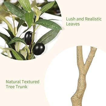 Realead 6ft Artificial Olive Tree, Tall Faux Olive Tree Plants, Fake Potted Olive Silk Tree with ... | Amazon (US)
