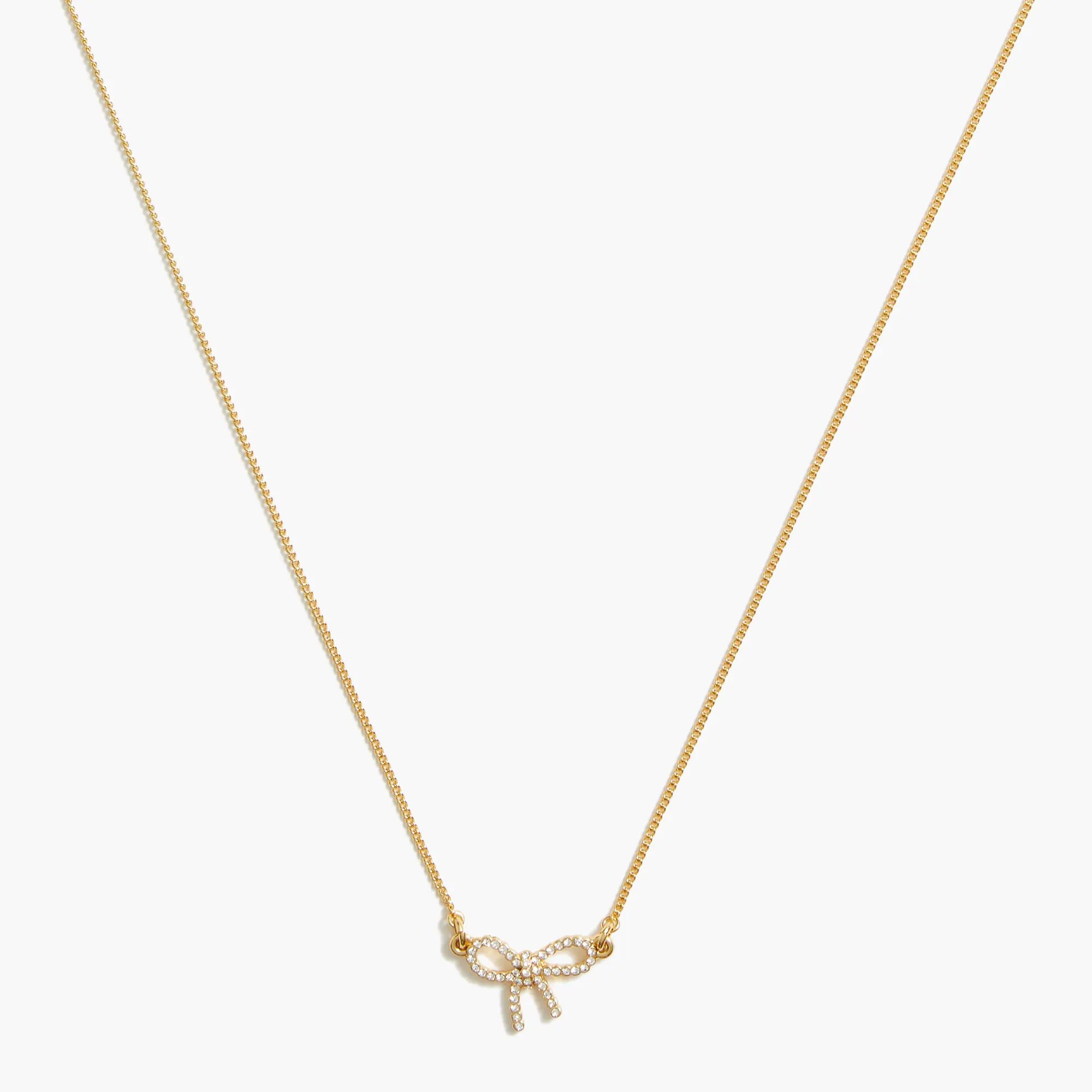 Pavé crystal bow necklace | J.Crew Factory