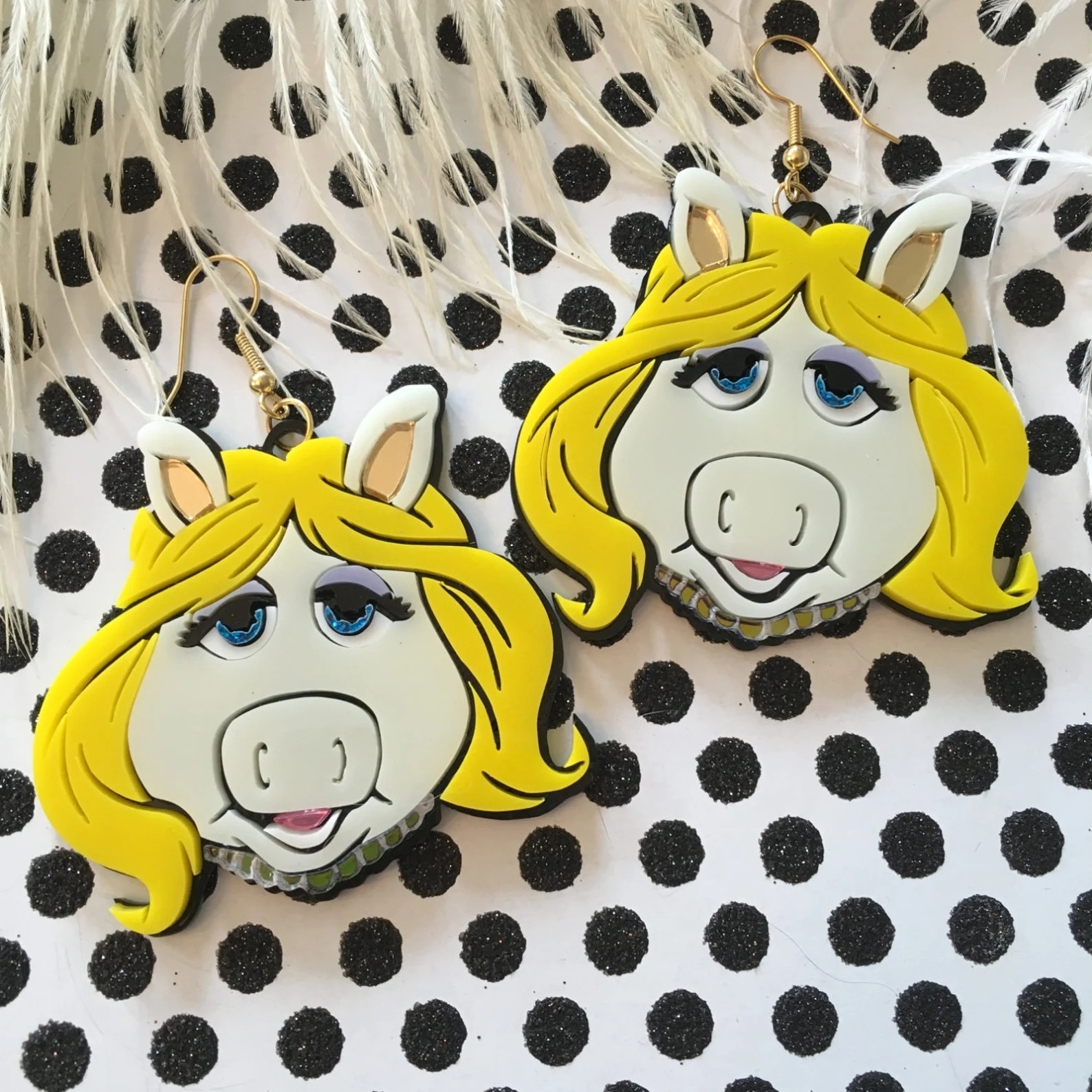 Miss Piggy and Kermit Laser Cut Earrings | Etsy (US)