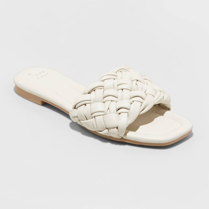 Women&#39;s Carissa Woven Slide Sandals - A New Day&#8482; Off-White 8.5 | Target