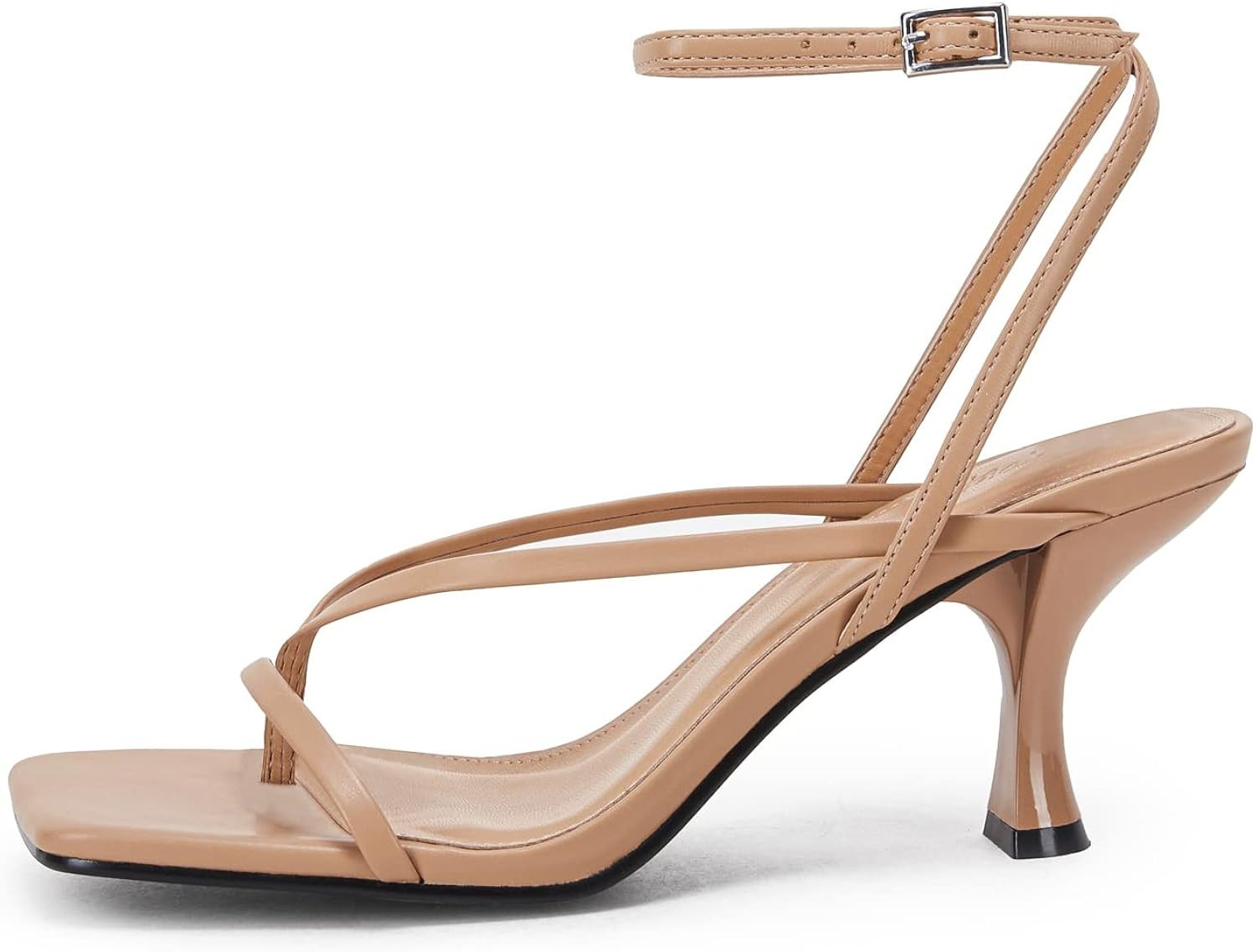 PiePieBuy Womens Kitten Heel Sandals Square Open Toe Ankle Buckle Strap Dress Shoes | Amazon (US)