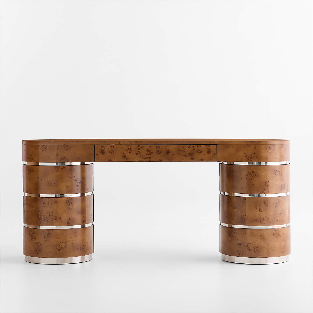Lucie Burl and Chrome 68" Storage Console Table by Laura Harrier & Tiffany Howell | Crate & Barre... | Crate & Barrel