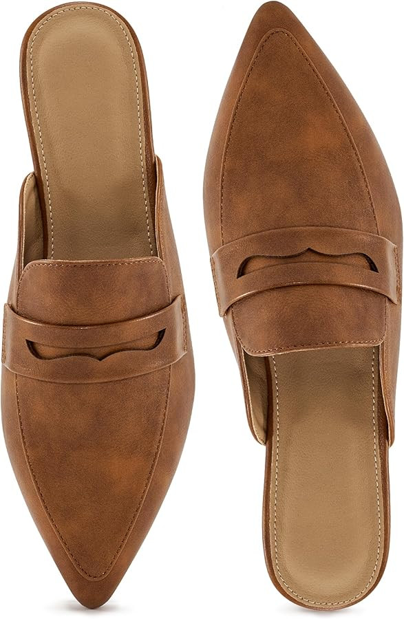 Mules for Women Slingback Flats: Comfortable Pointed Toe Backless Loafers Business Casual Shoes D... | Amazon (US)