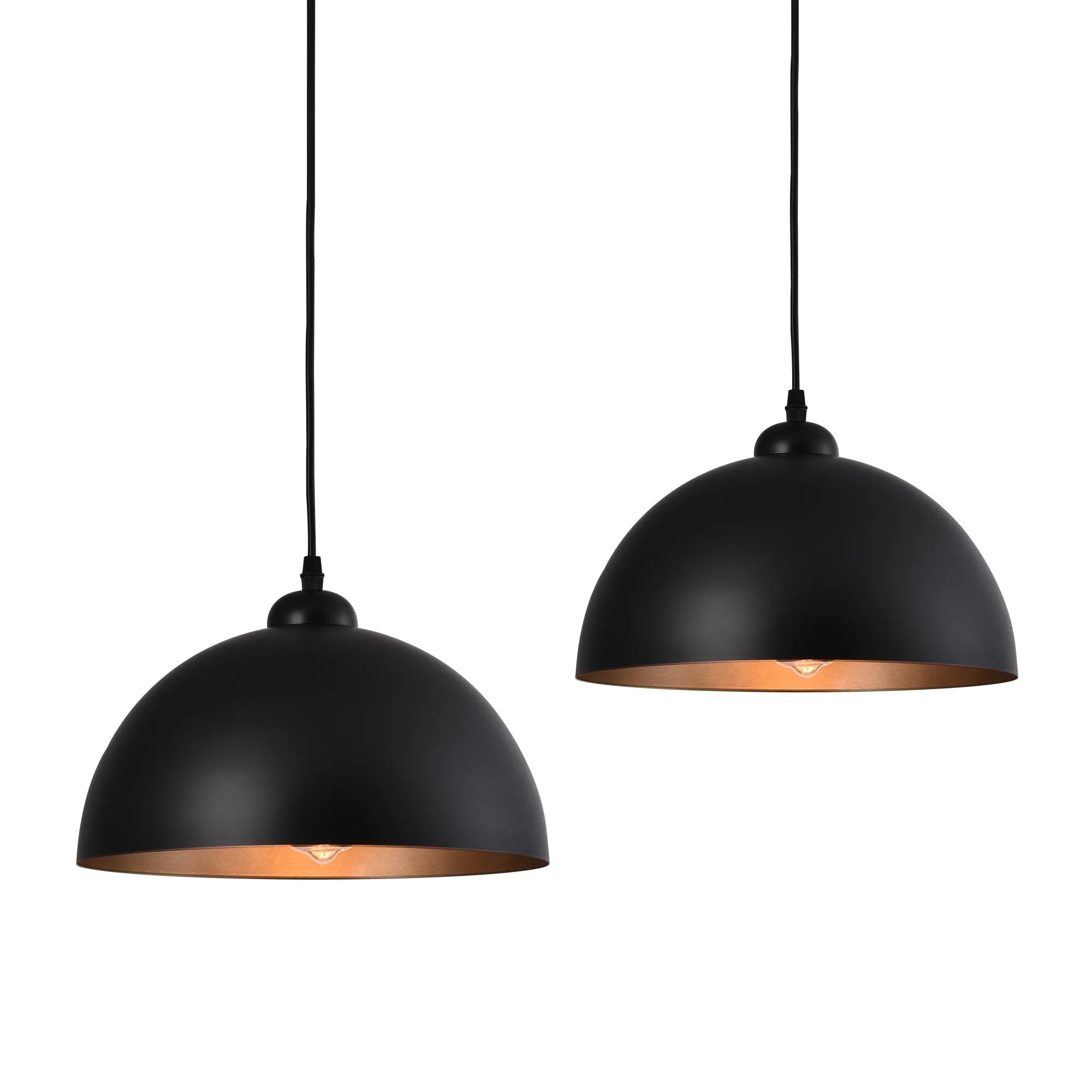 Dileo Industrial Pendant Light 2 Pack Vintage Hanging Lighting Fixuture With Black Metal Dome Lam... | Wayfair Professional