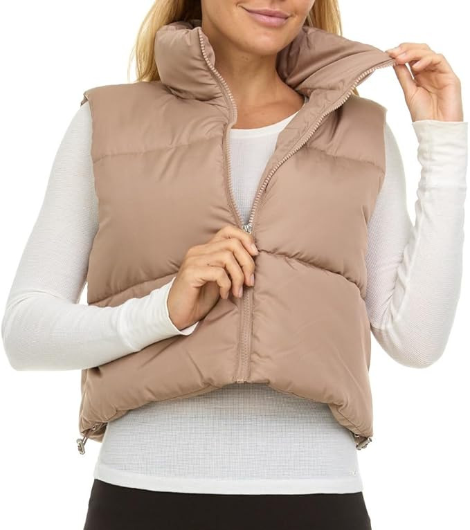 Steve Madden Cropped Puffer Vest for Women - Sleeveless Women’s Outerwear Vests | Amazon (US)