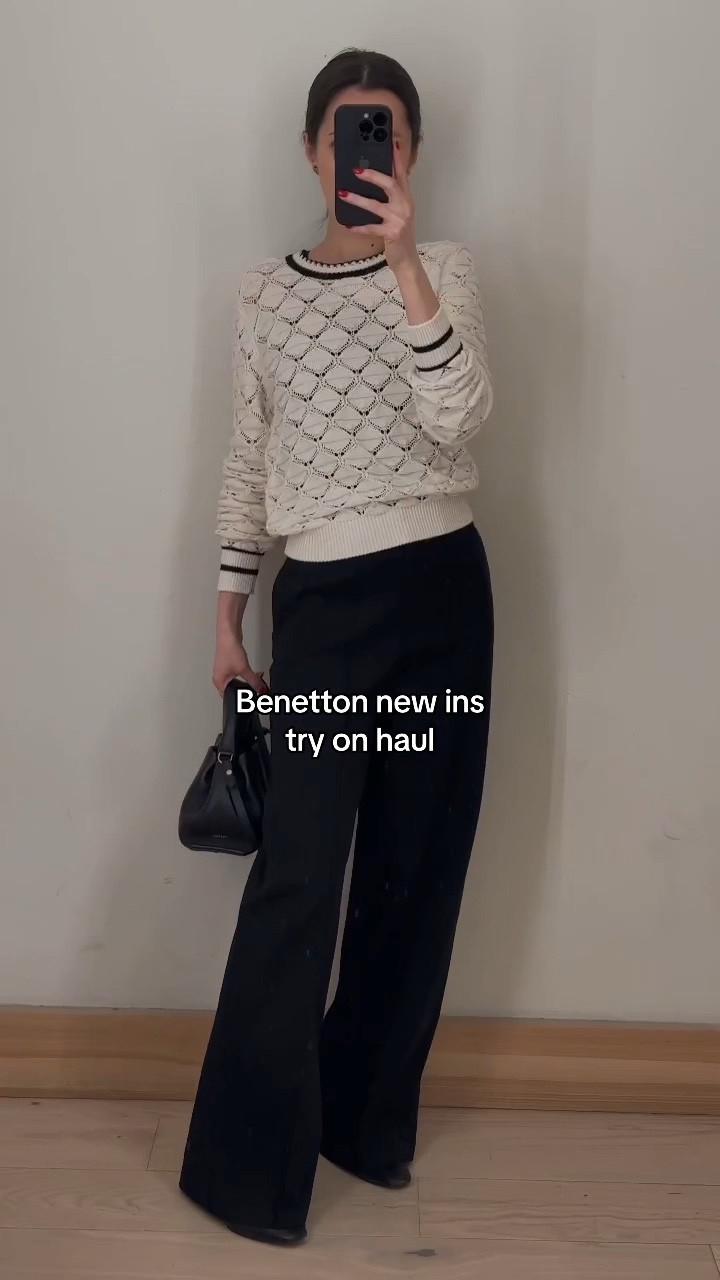 Benetton new arrivals try on 🖤 Wide-leg trousers (36 size), patterned shirt (XS size), cotton sweater (XS size), long dress (XS size), quilted cape (XS-S size), padded jacket (XS size). All the pieces are transitional ones & ideal for upcoming spring season ✨

#LTKstyletip #LTKSeasonal #LTKVideo