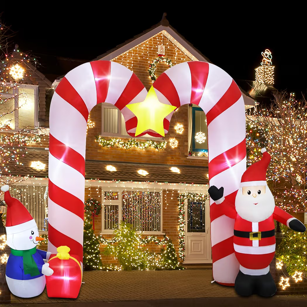 10ft Candy Cane Arched Outdoor Inflatable with LED Lights for Christmas Holiday Party Decoration,... | Amazon (US)