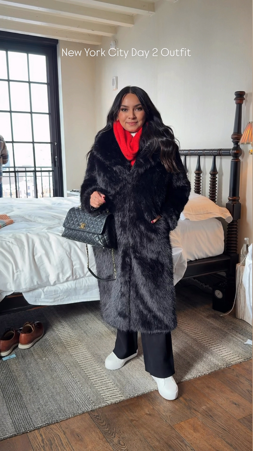 New York City Outfit Day 2!
Sweater size xs petite TTS
Fleece lined leggings size small TTS
Sweater pants size small petite - sized up a size to wear over fleece lined tights
Sneakers size 6.5 TTS
Black faux fur coat size xs TTS

#LTKTravel #LTKHoliday #LTKPetite