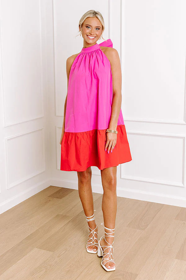Springtime Cocktails Color Block Dress in Bubblegum Pink | Impressions Online Boutique