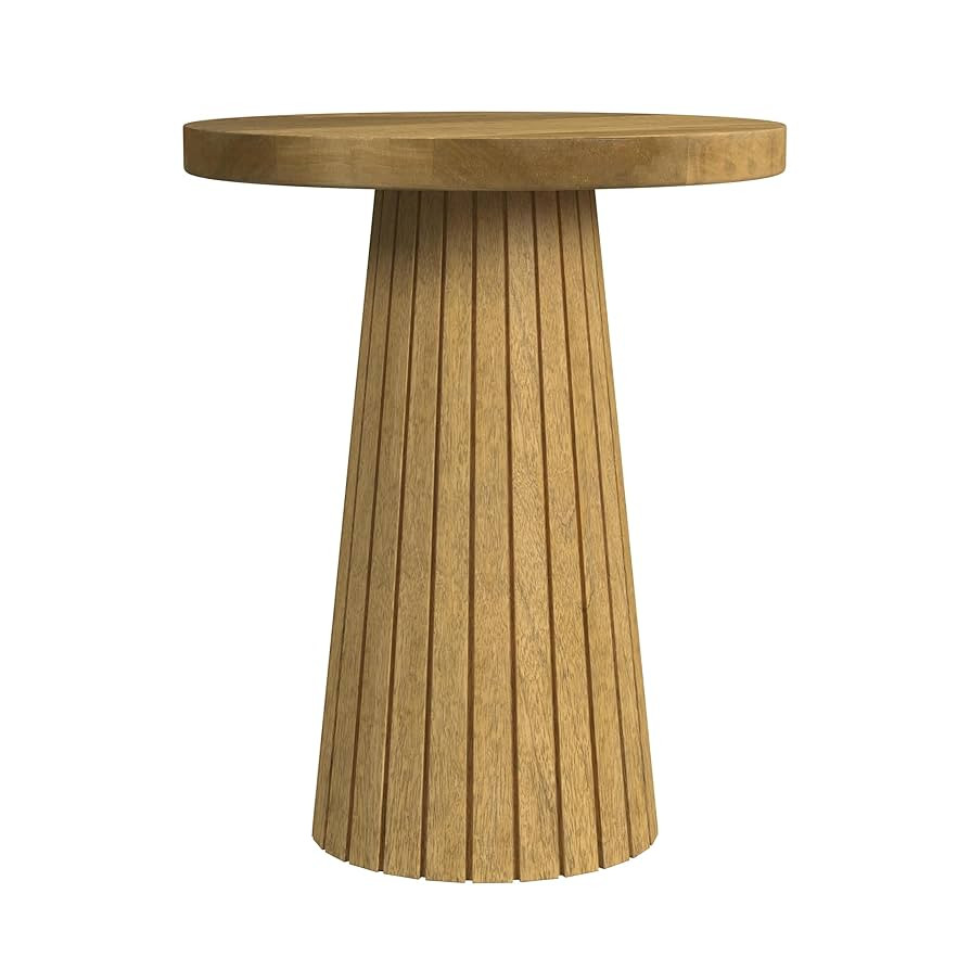 Natural Mango Wood End/Side Round Table | Amazon (US)