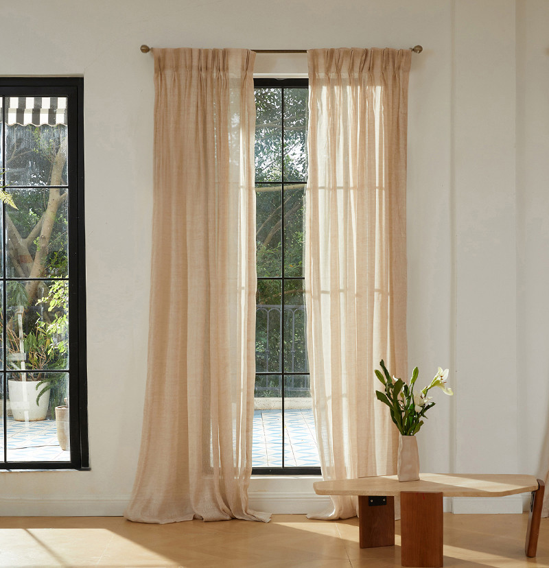 Linen Blend Woven Sheer Custom Curtain | TheHues